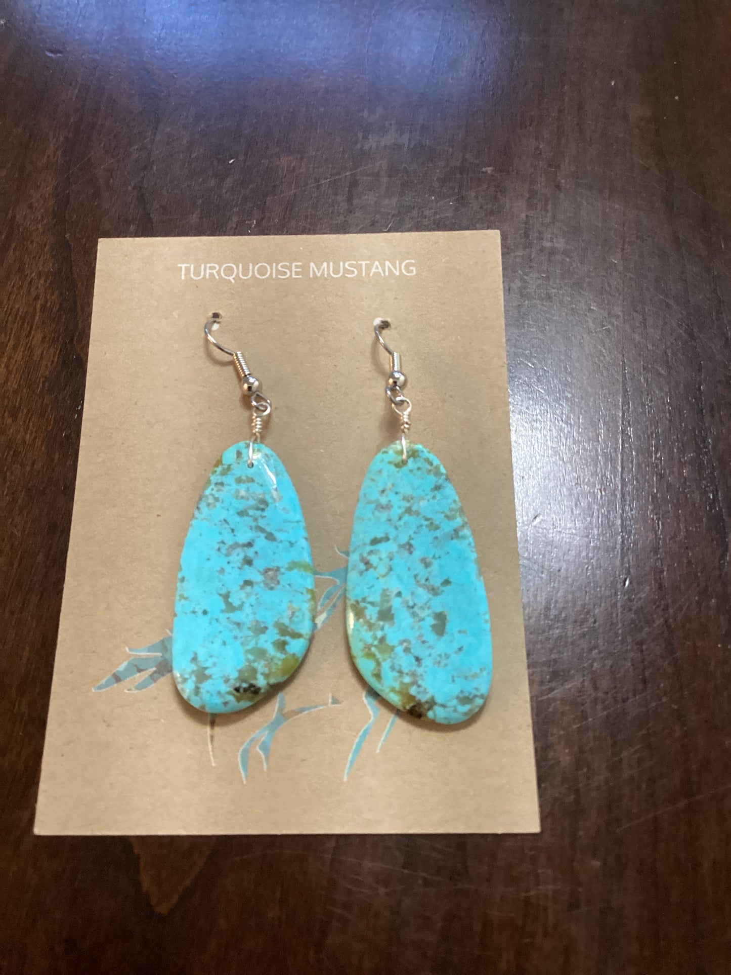 Earrings. Turquoise Slabs Medium, Zacateca, Robert Nieto crafted from Sterling Silver, an exquisite Earrings Native American designed by Turquoise Mustang.