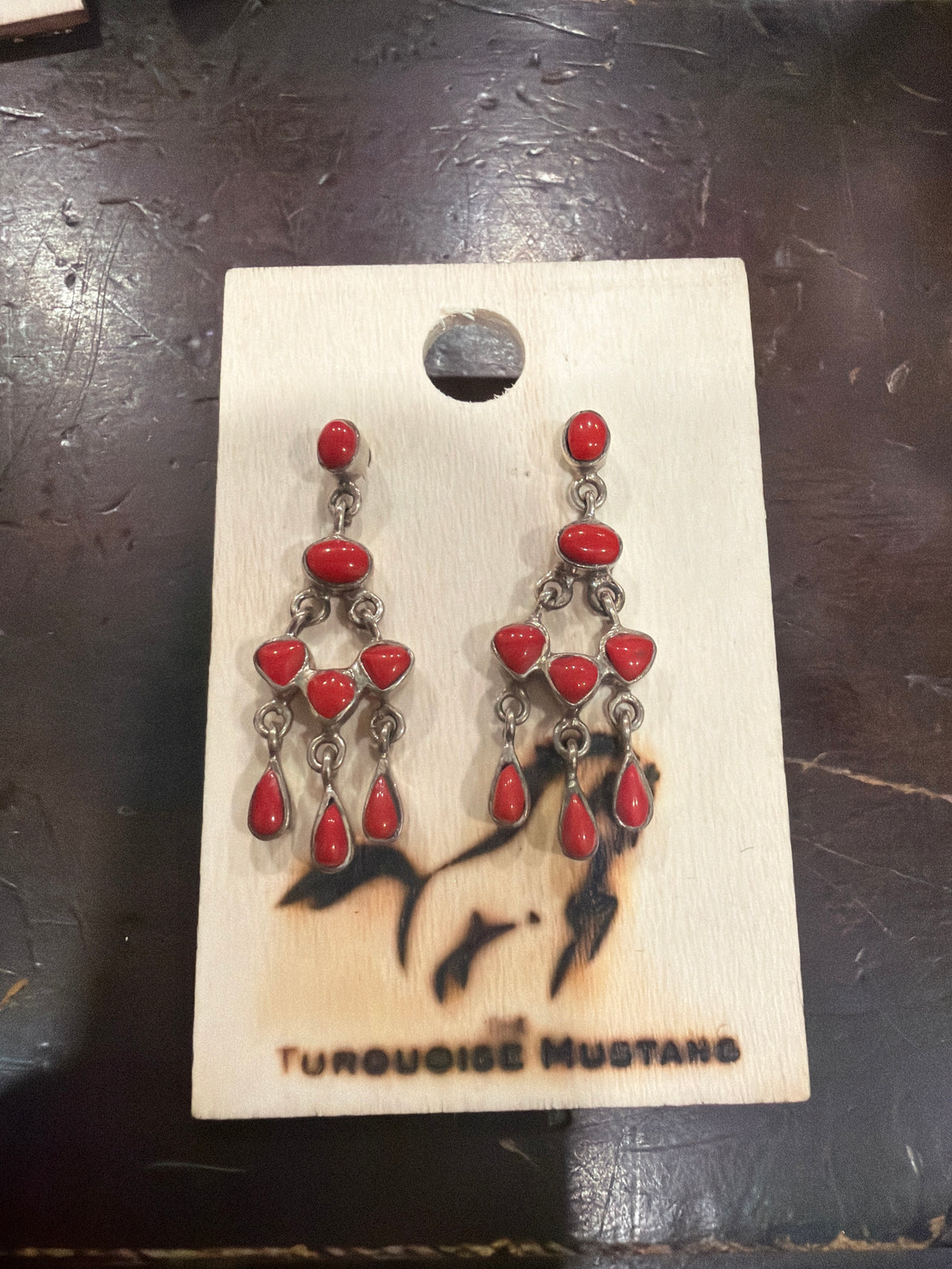 Mediterranean Coral Dangle Earrings