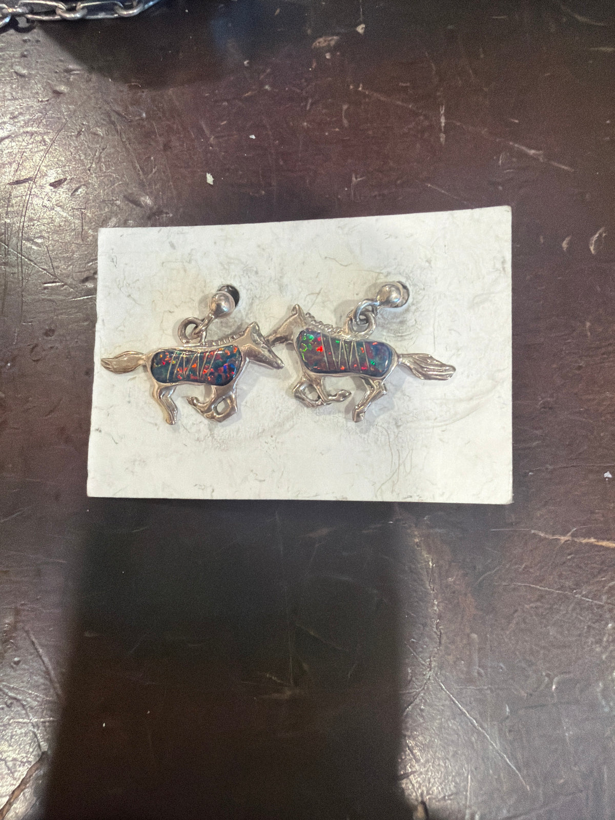 Zuni Inlay Horse Stud Earrings