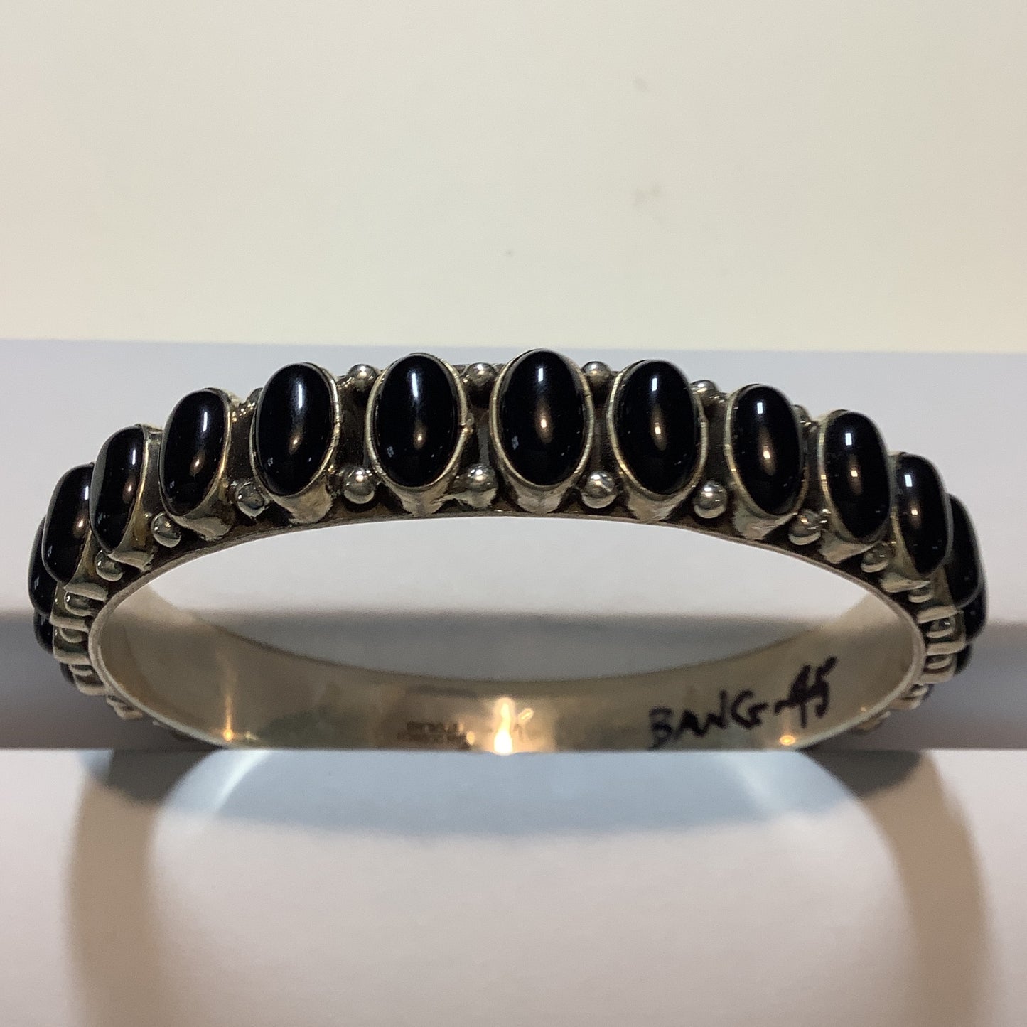 Bangle, Large Oval Onyx, 27 stone, DD crafted from Sterling Silver, an exquisite DD Bangles designed by Turquoise Mustang.