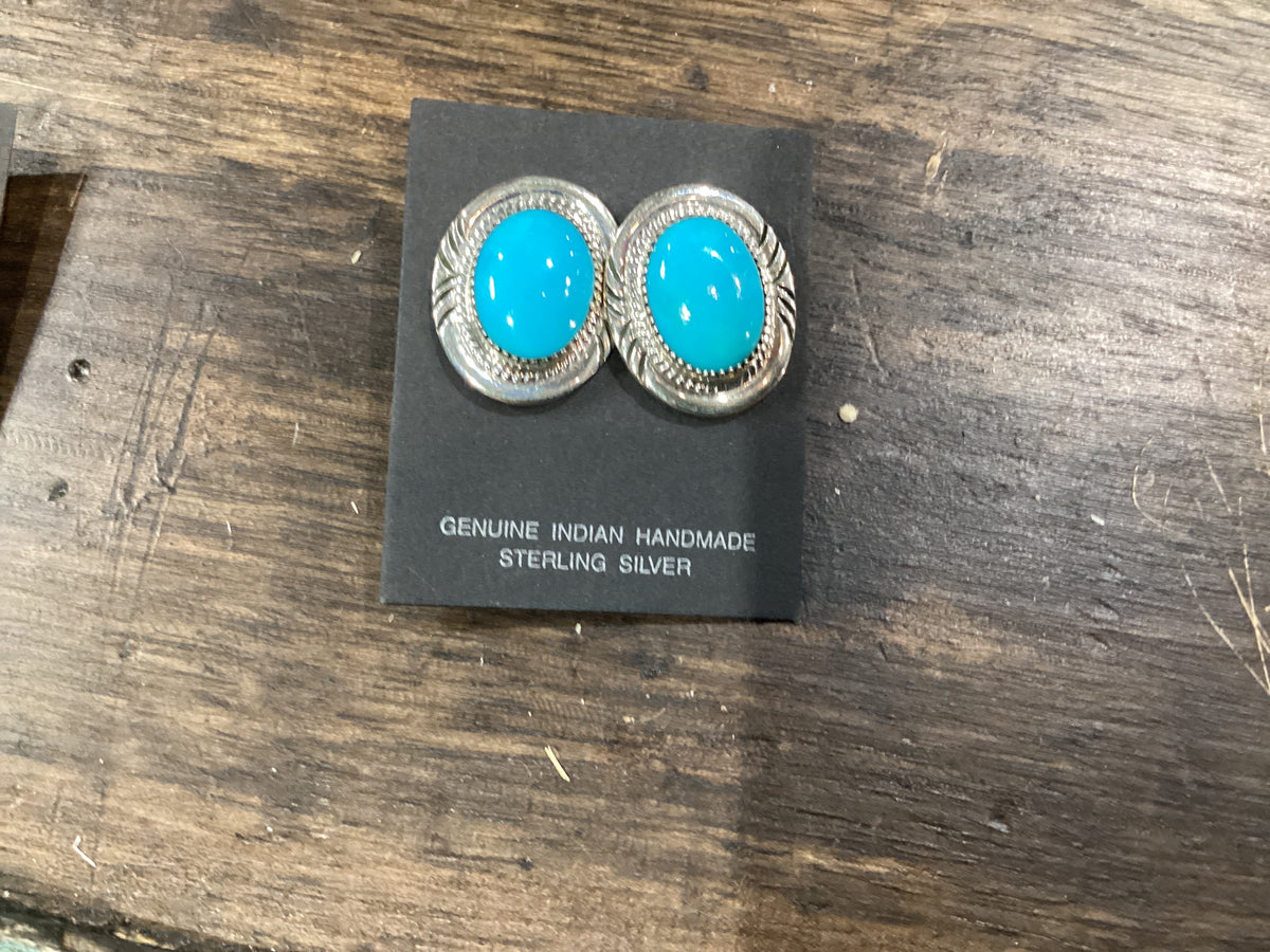 Oval Kingman Stud Earrings