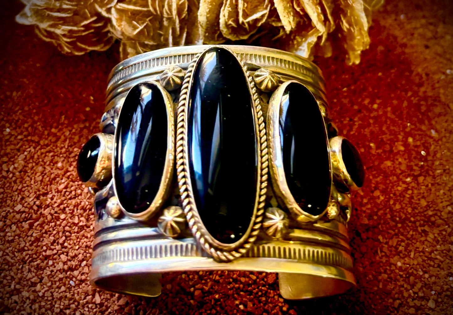 Onyx 5 Narrow Ovals Wide Cuff by Albert Jake