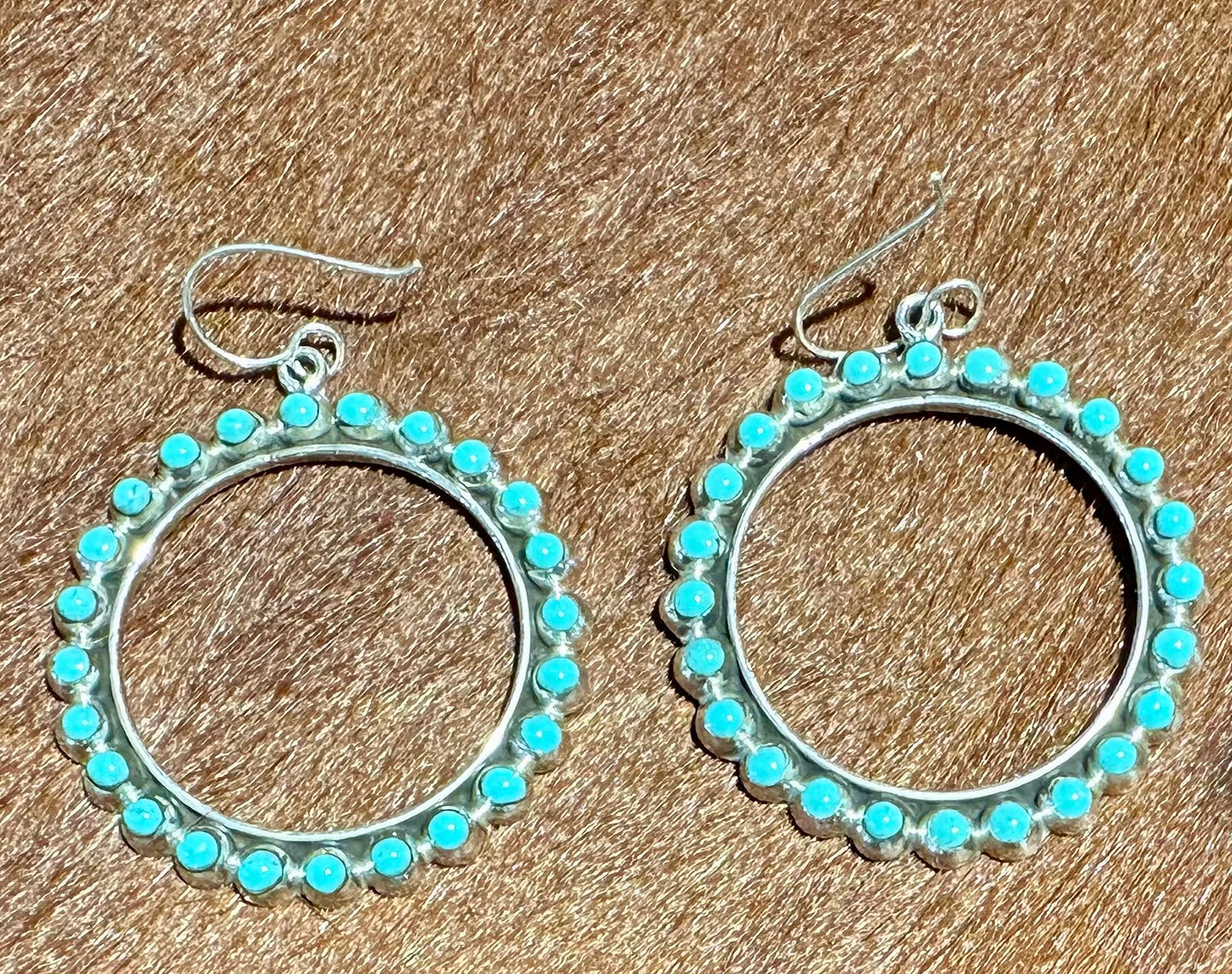Blue Turquoise Large Donut Earrings