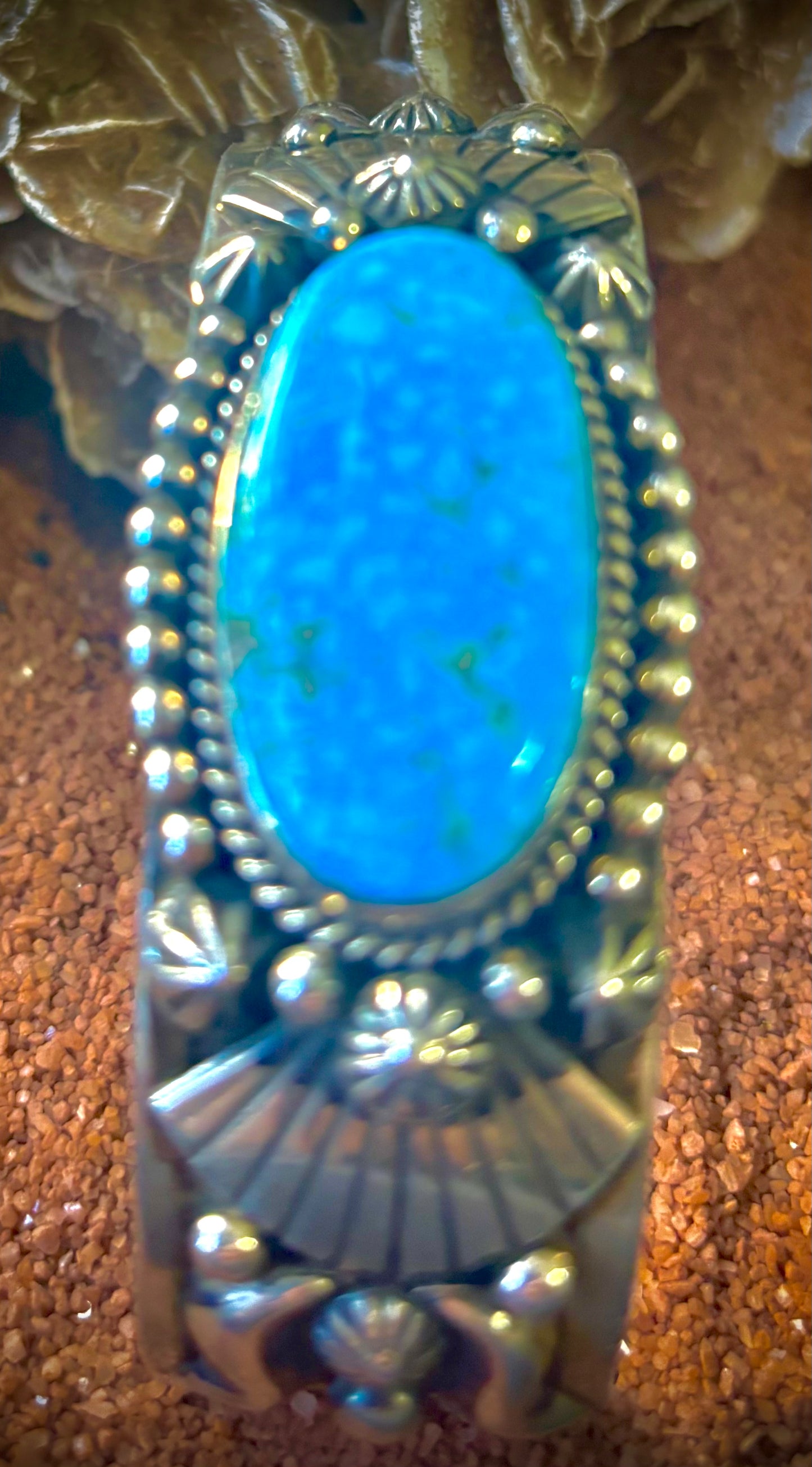Kingman Waterweb Medium Cuff with Stamp-Work and overlay, J Delgarito