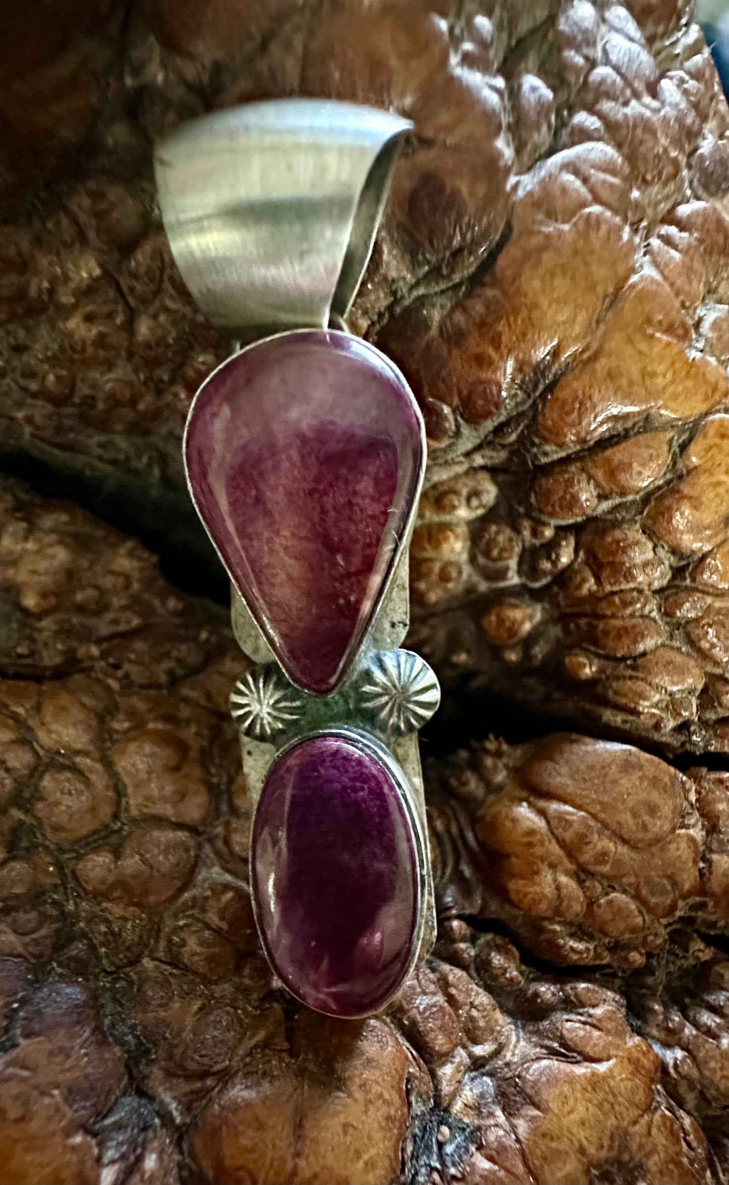 Purple Spiny Oyster Double-Stone Pendant by Navajo Artist Robert Shakey