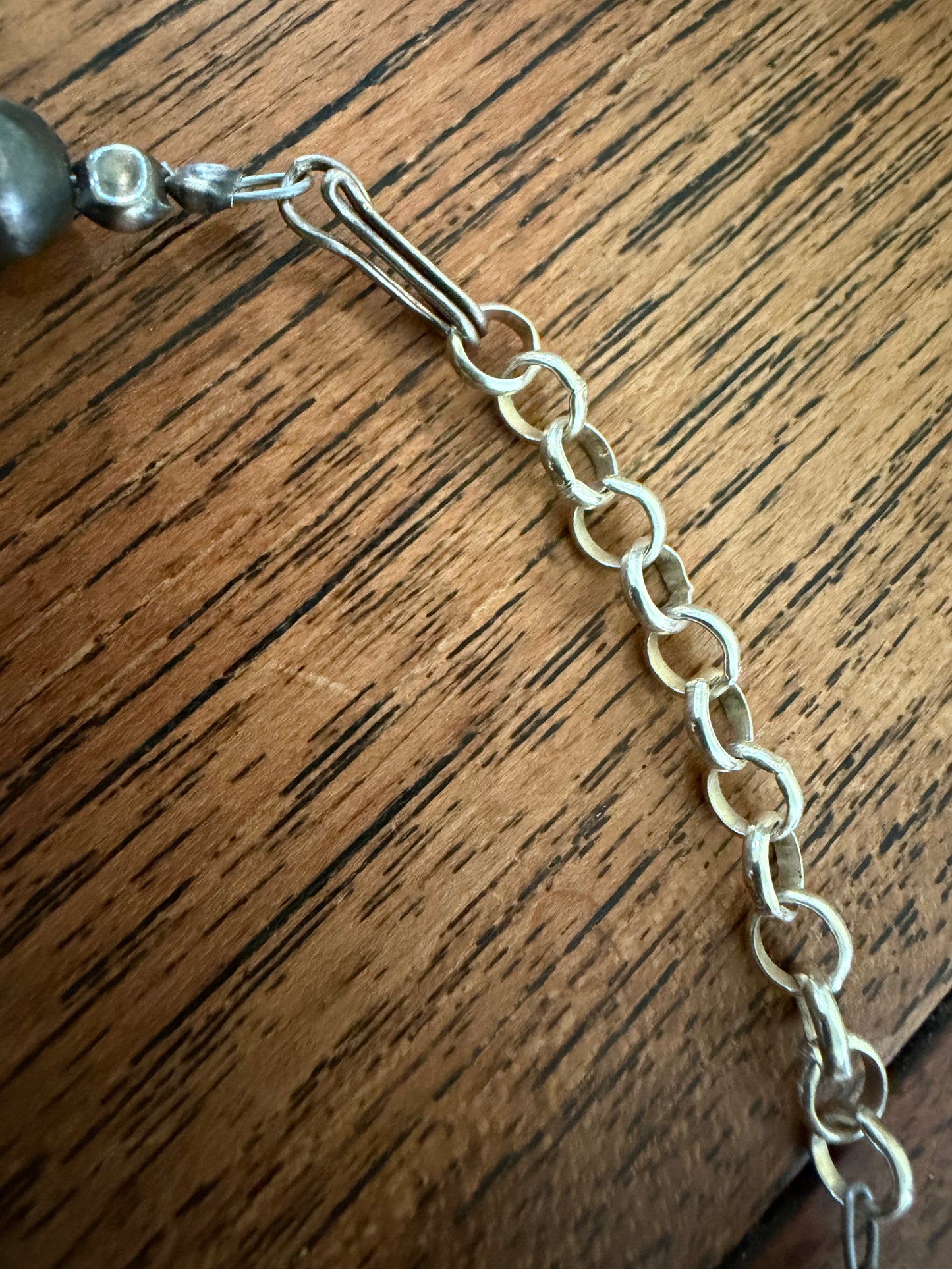 18” Cloud Mountain Barrel Bead Necklace with Oxidized Naja Pendant