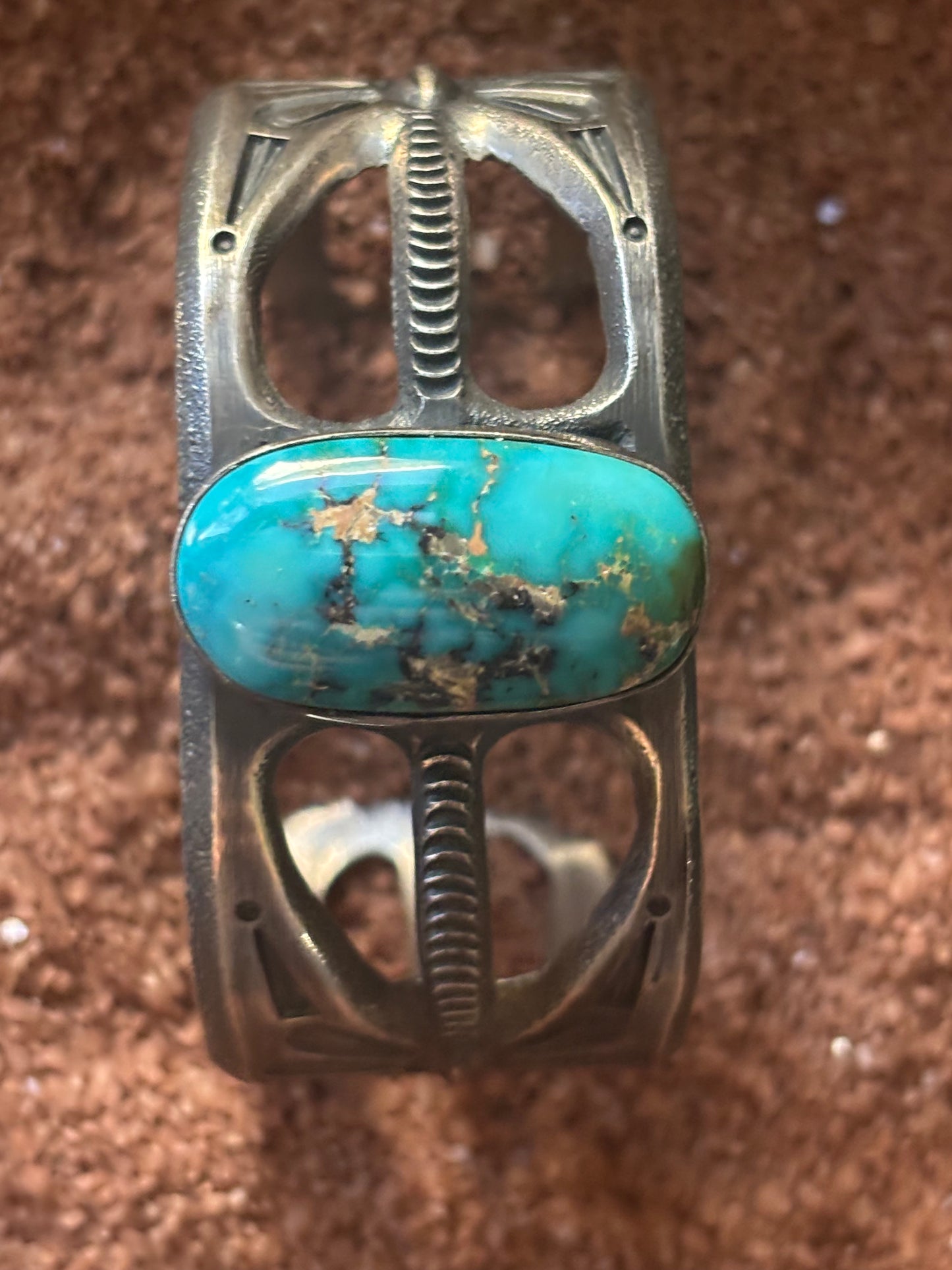 Tufa Cast Cuff Royal Blue Royston Turquoise by Robert Deutsawe Jr, Zuni