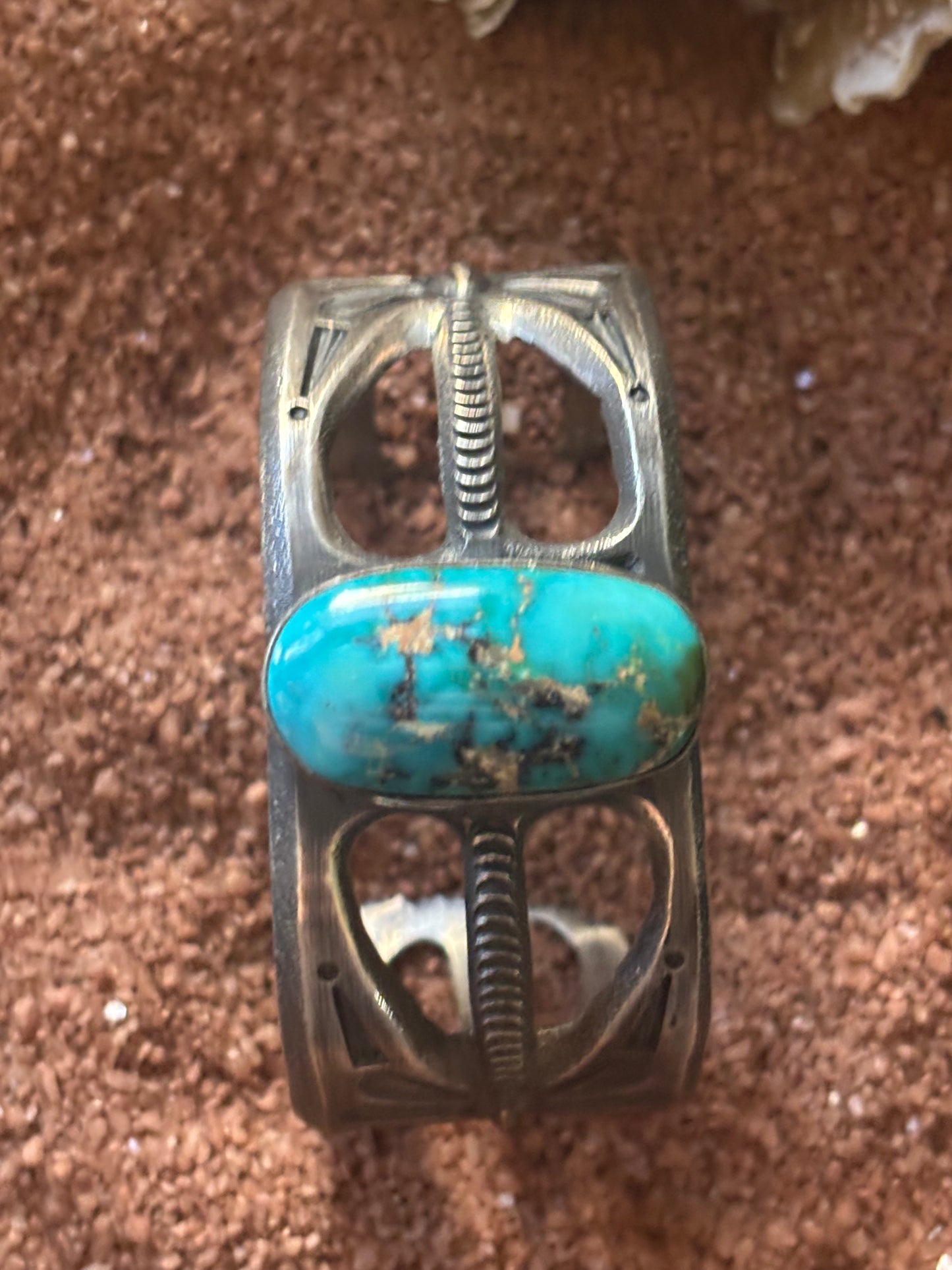 Royal Blue Royston Turquoise Tufa Cast Cuff by Robert Deutsawe Jr., Zuni