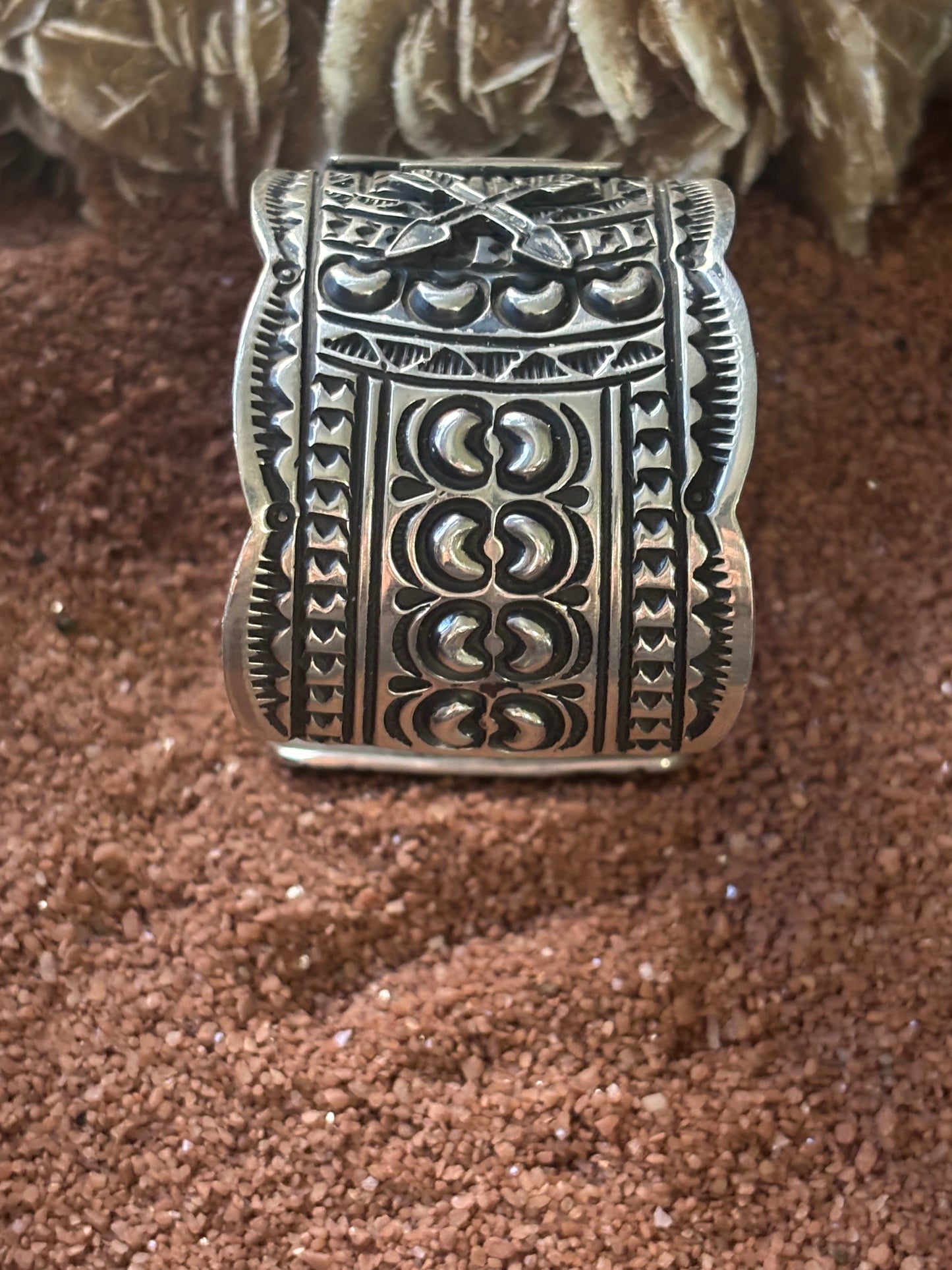 Wide Stamped Thunderbird Cuff by JO White
