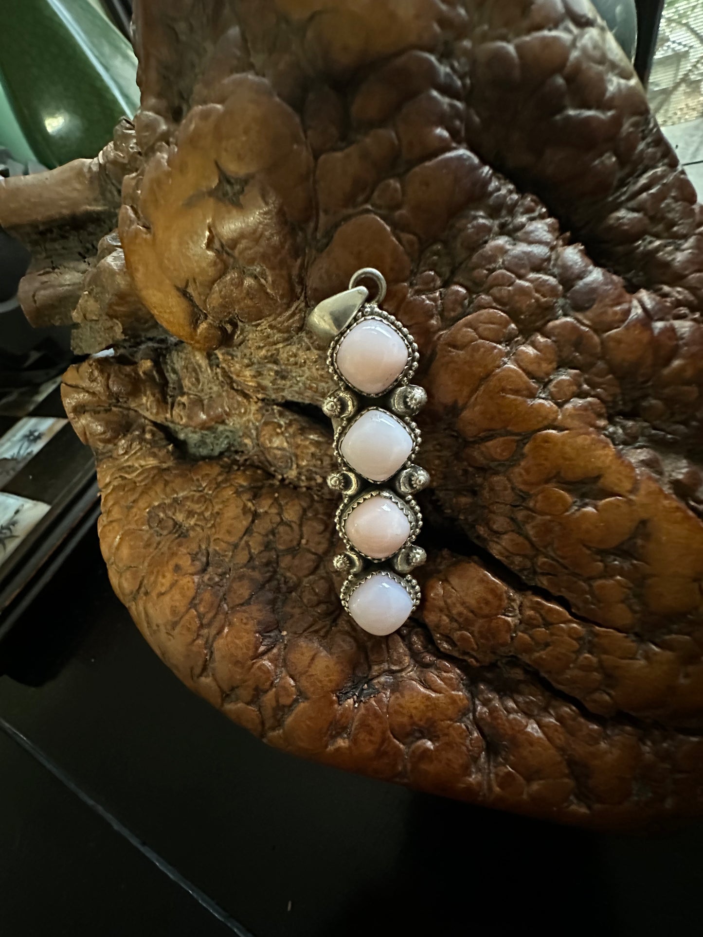 Four Stone Pink Opal Pendant, by Hada Collection