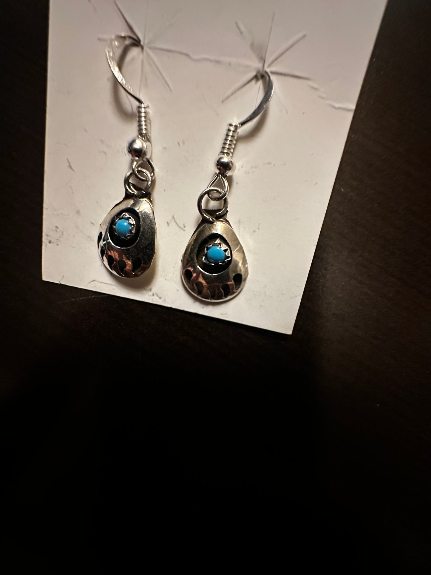 Shadowbox Sterling Silver Teardrop Earrings with Turquoise