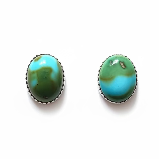 Sonoran Gold Turquoise Oval Post Earrings by Dorothy Yazzie, Navajo