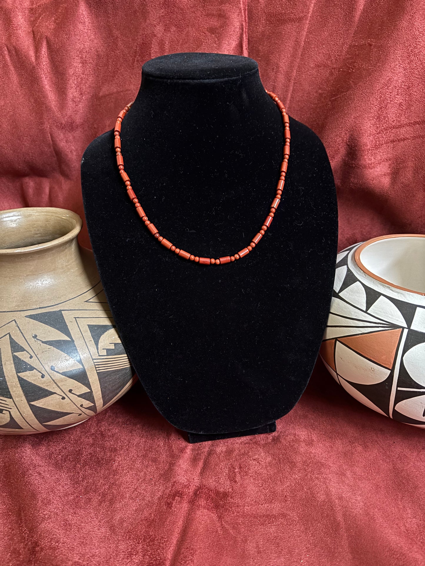 18” Pipestone Jasper Necklace with Round Accents