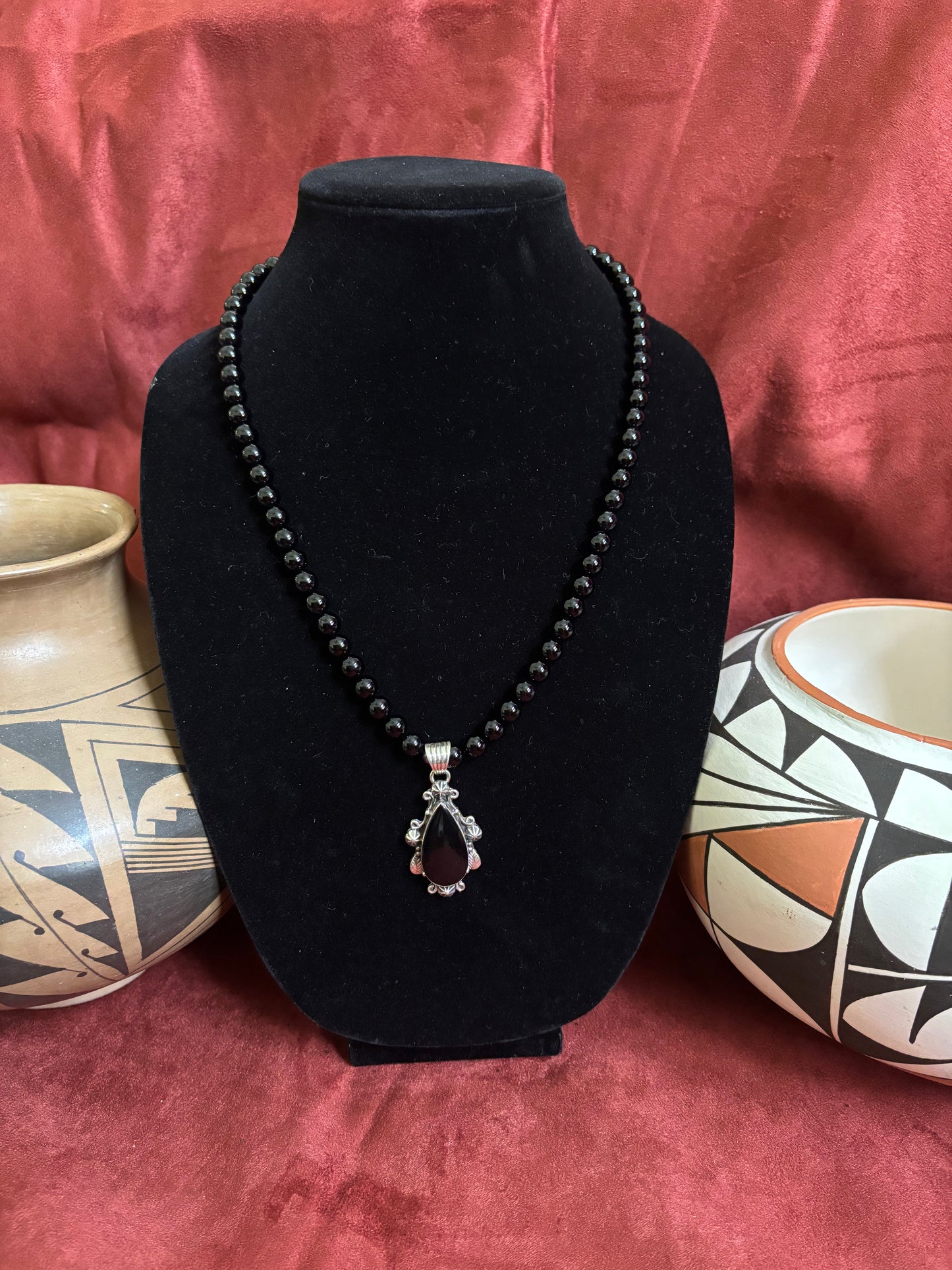 24” Black Onyx Necklace with Dan Dodson Teardrop Pendant