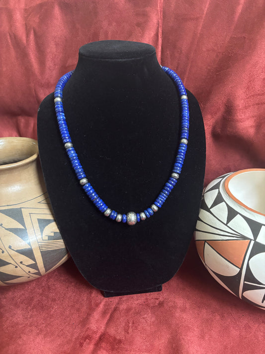 22” Lapis Lazuli & Navajo Pearl Necklace
