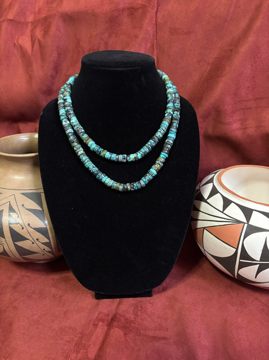 19” Polychrome Cloud Mountain Turquoise Heishi Necklace