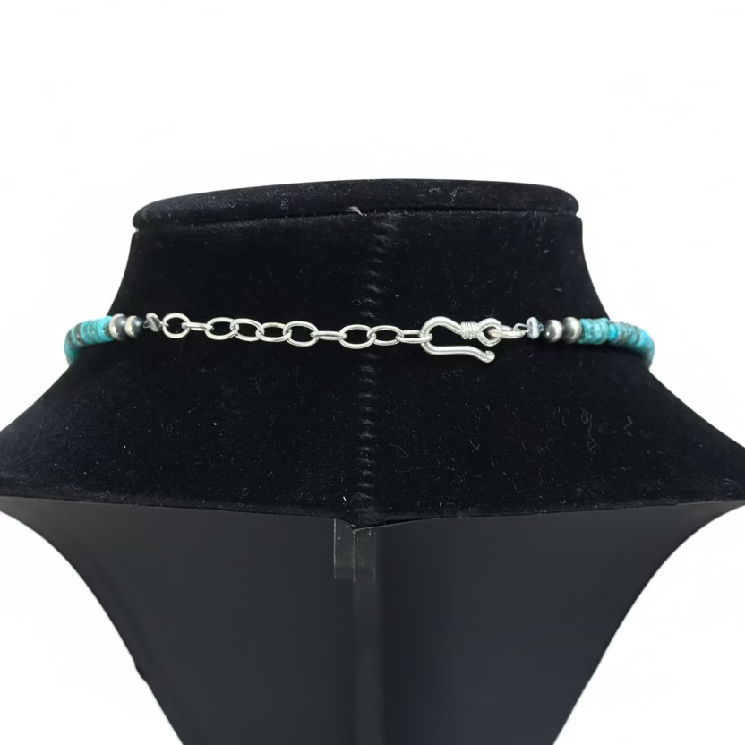 Graduated Blue Cloud Mountain Turquoise Necklace, 4mm-12mm, 18", Turquoise Mustang
