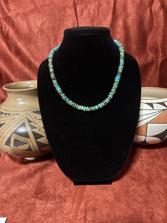 18” Authentic Nevada Green Turquoise Rondelle Necklace