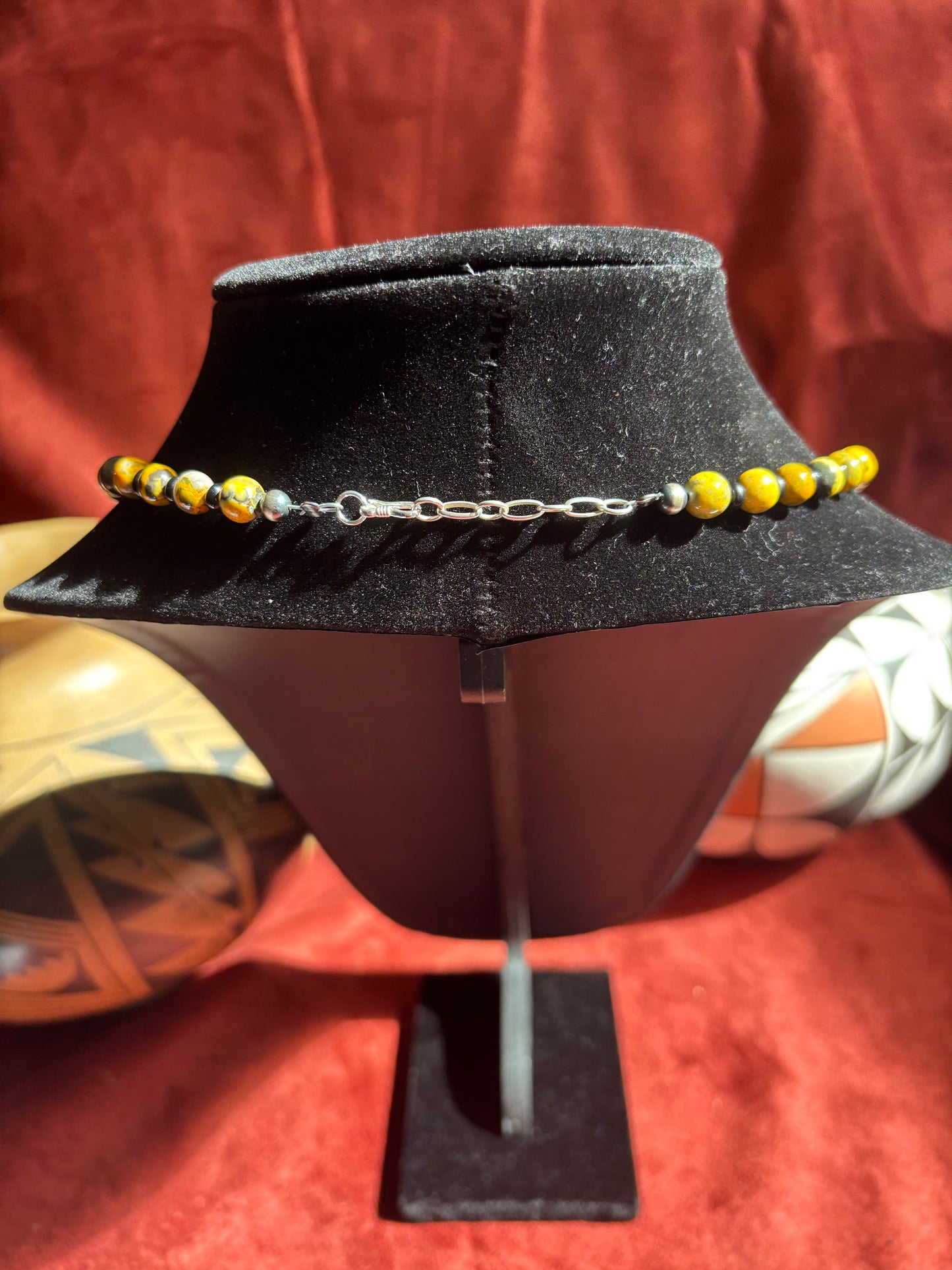 18” Premium Bumblebee Jasper & Black Onyx Necklace