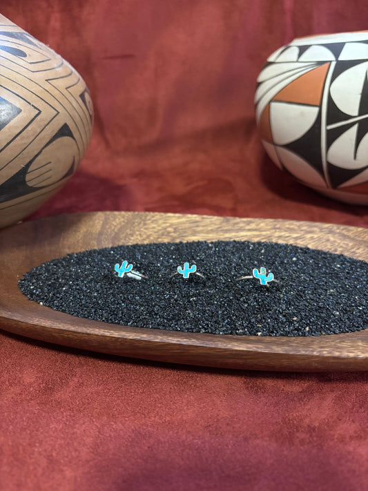 Small Cactus Stacker Rings, Turquoise
