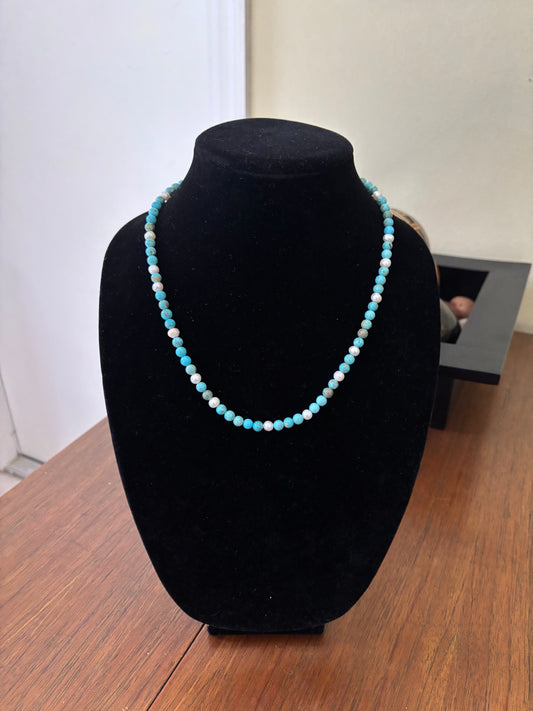 20” Lone Mountain Turquoise & Freshwater Pearl Necklace