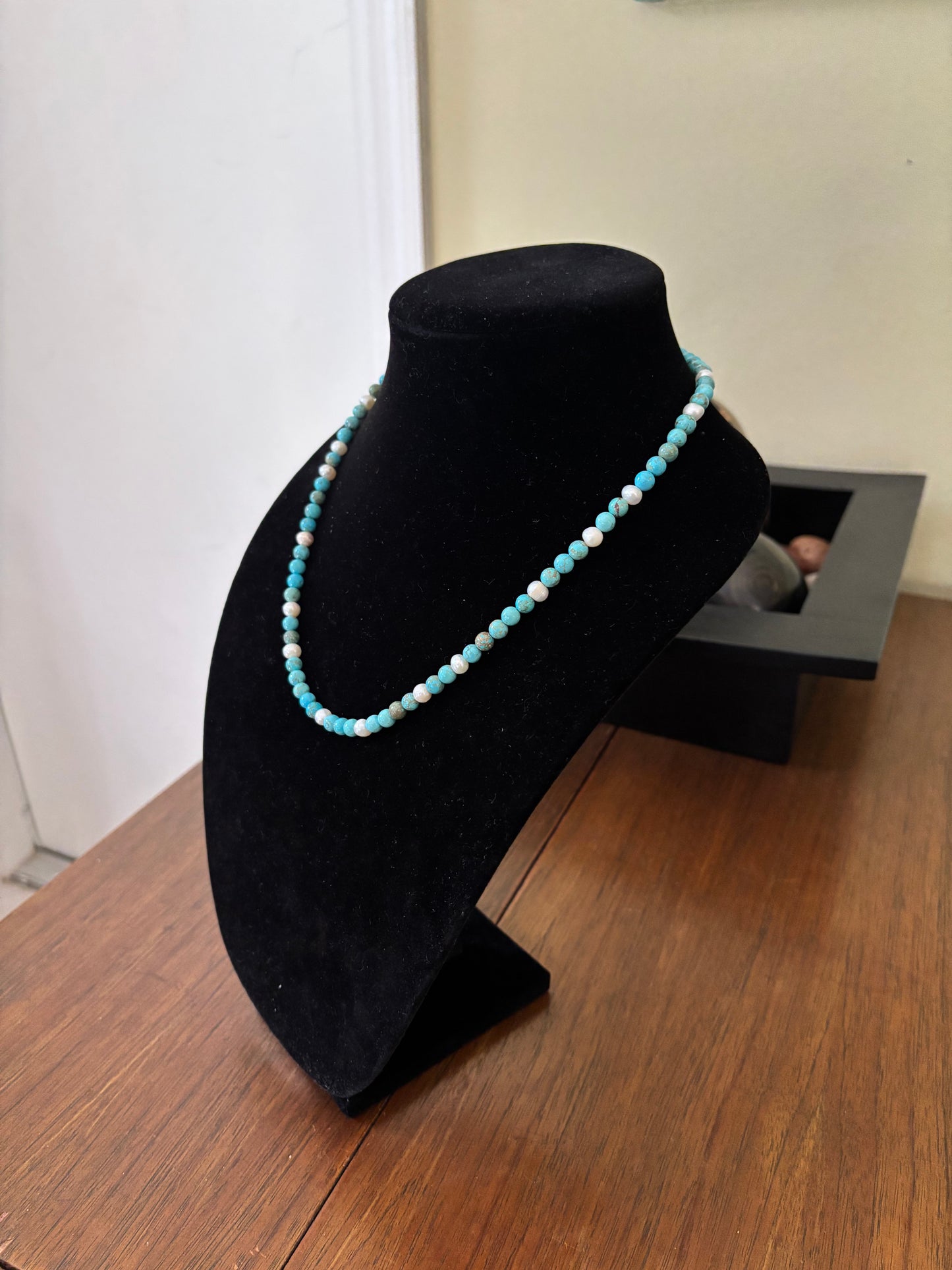 20” Lone Mountain Turquoise & Freshwater Pearl Necklace