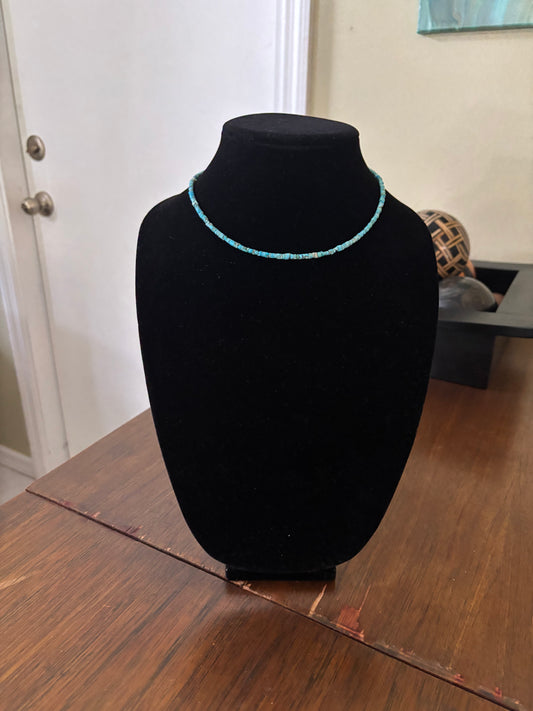 13” Lone Mountain Turquoise Heishi Choker Necklace