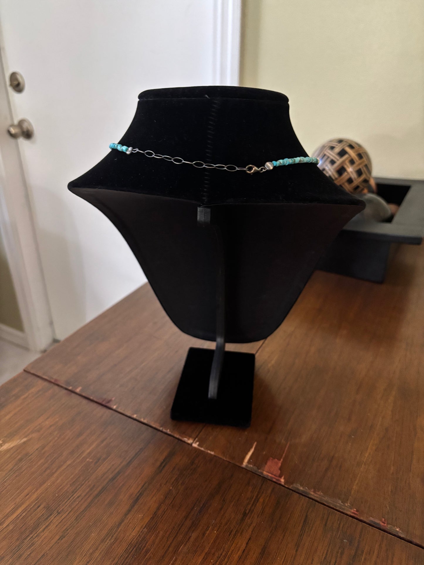 13” Lone Mountain Turquoise Heishi Choker Necklace