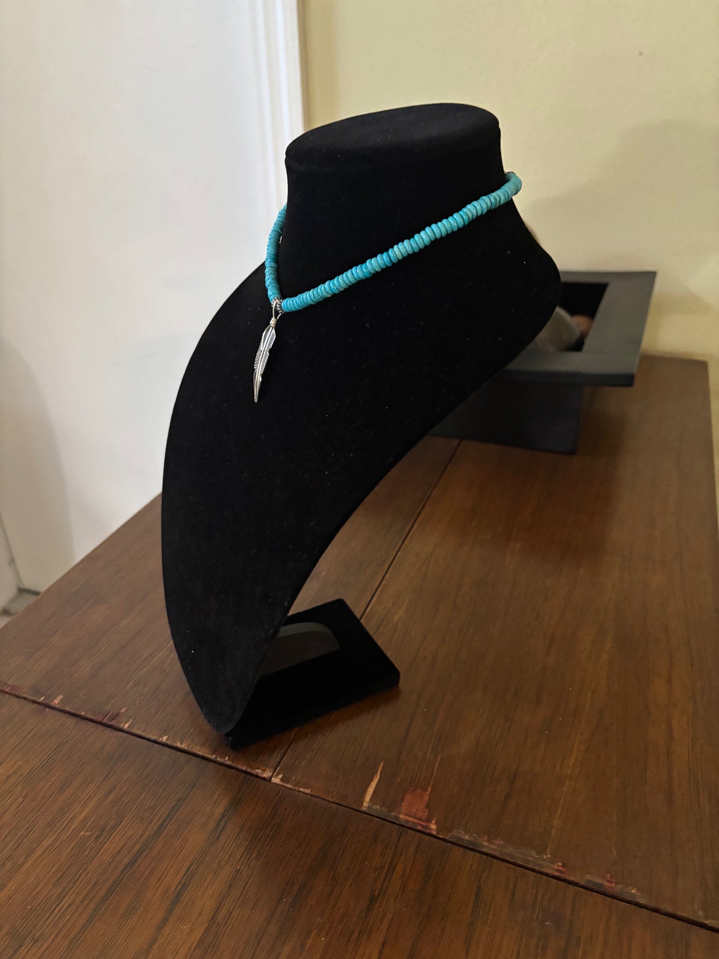 14” Lone Mountain Turquoise Necklace with Silver Arrow Pendant