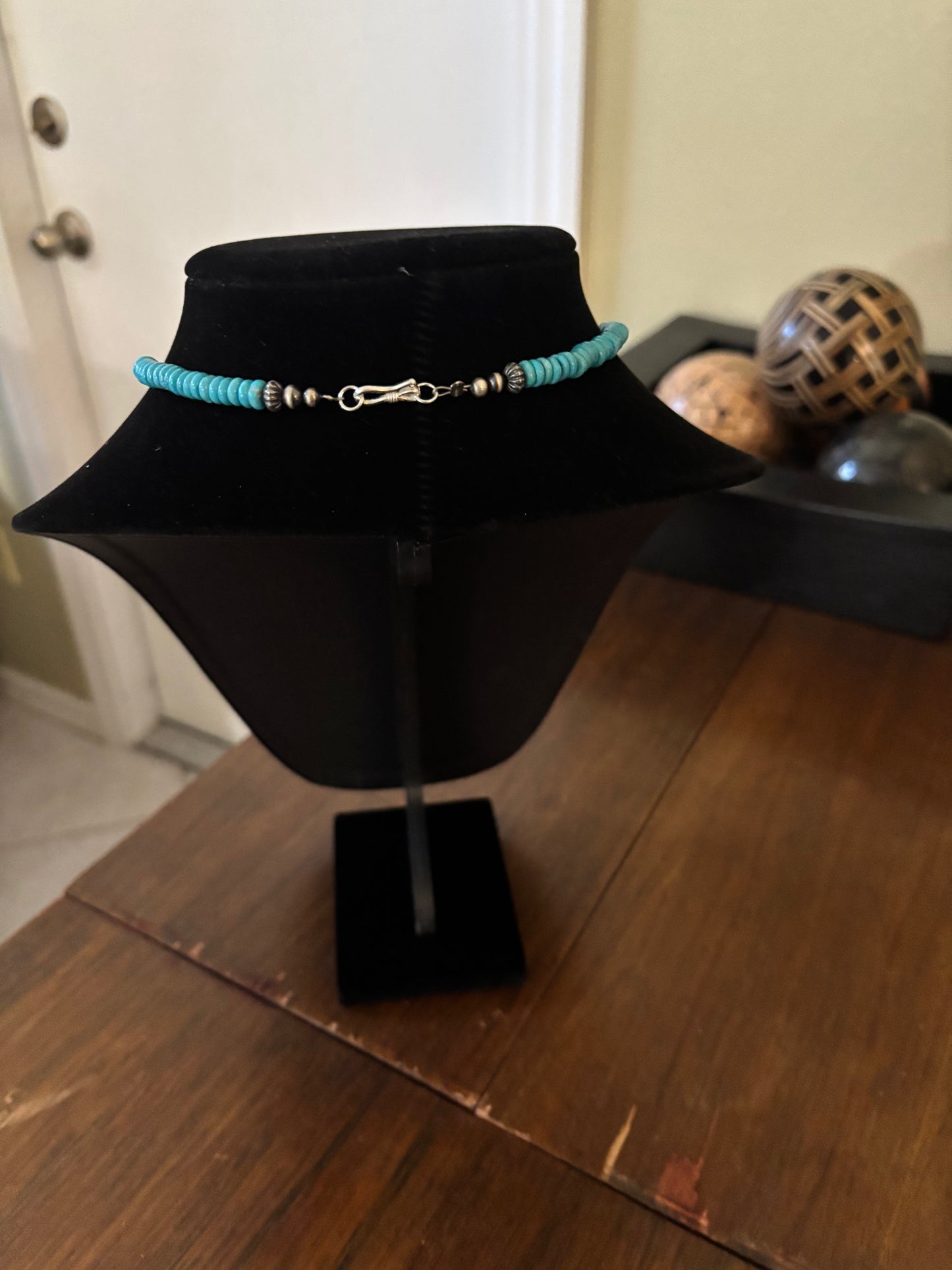 14” Lone Mountain Turquoise Necklace with Silver Arrow Pendant