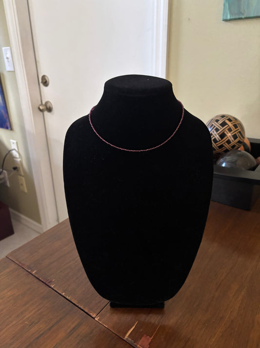 13” Red Garnet Choker Necklace – 2 mm Natural Gemstone Beads