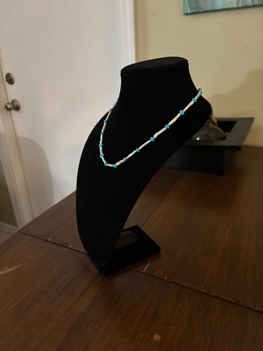 20” Sleeping Beauty Turquoise & Freshwater “Matchstick” Pearl Necklace