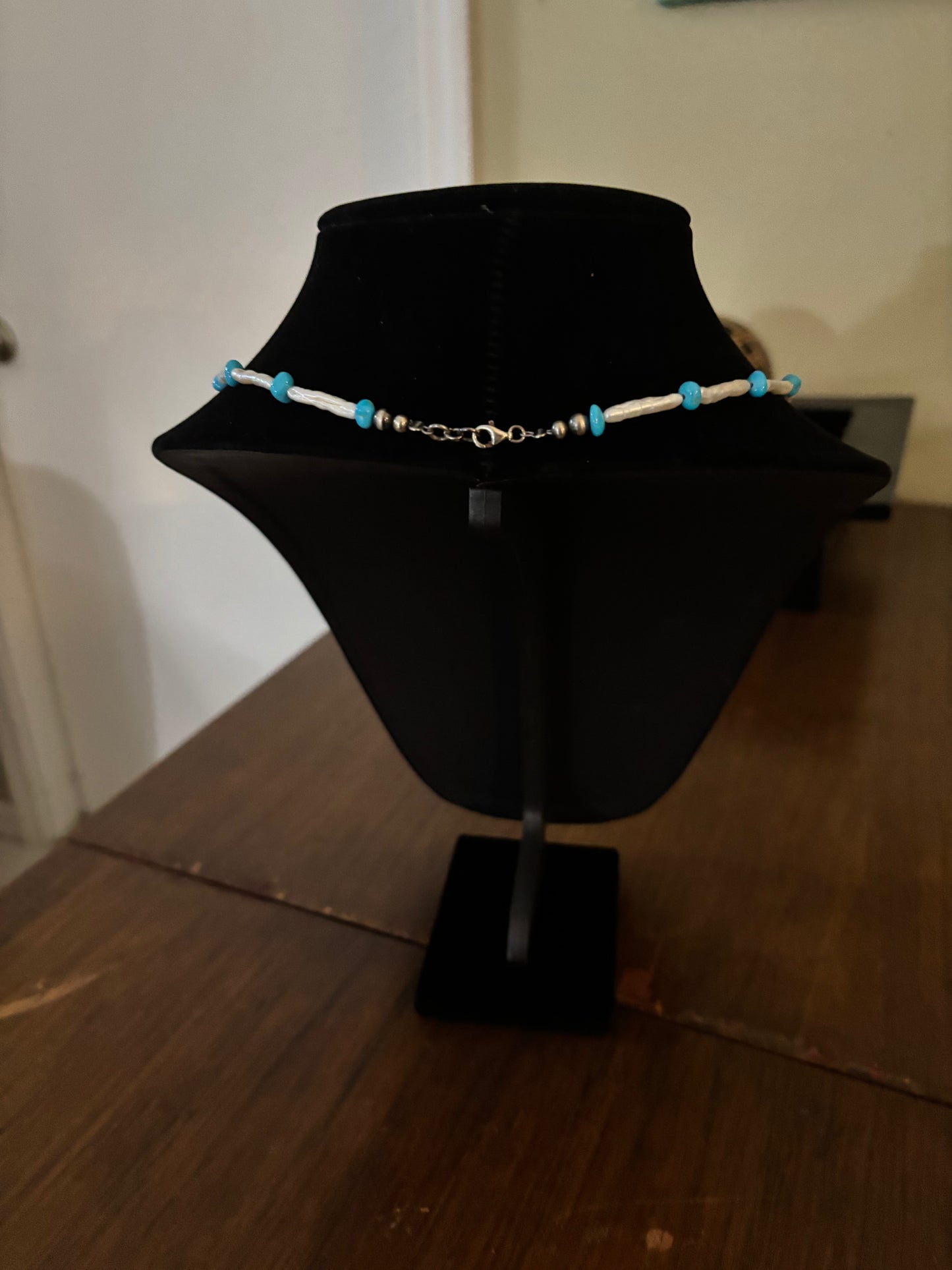 20” Sleeping Beauty Turquoise & Freshwater “Matchstick” Pearl Necklace