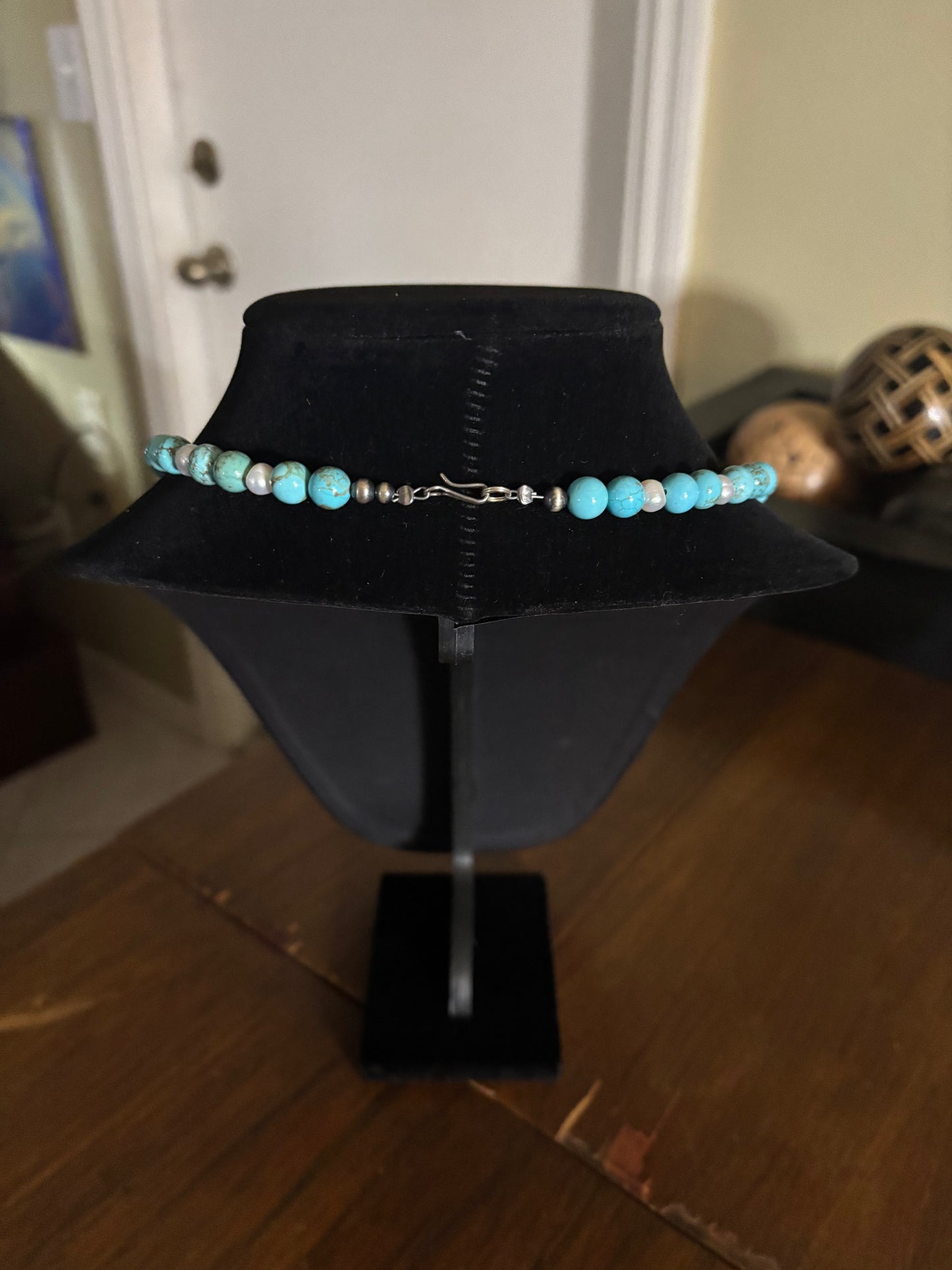 22.5” Lone Mountain Turquoise & Freshwater Pearl Necklace
