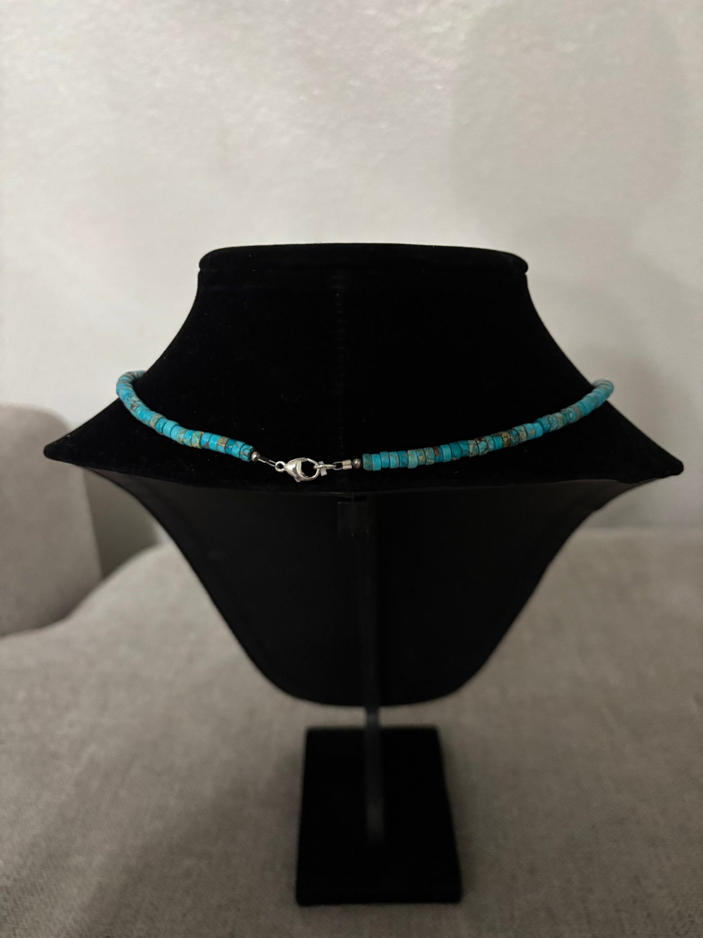 Composite Turquoise Heishi Necklace, 5mm, 17", Turquoise Mustang