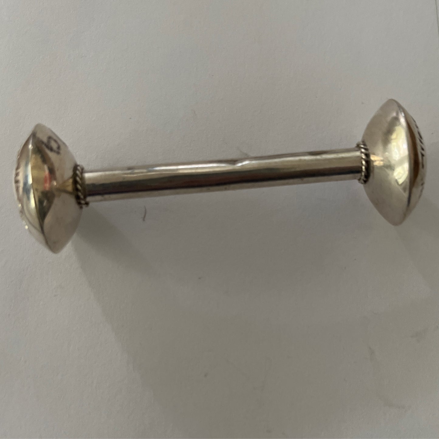 Baby rattle, MS hallmark crafted from Sterling Silver, an exquisite Misc Accessories designed by Turquoise Mustang.