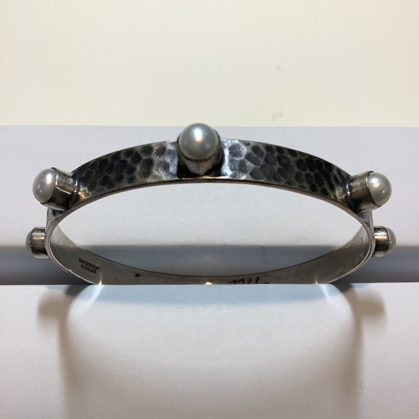 Bangle, Hammered w/ Pearl Rounds or onyx/lapis squares crafted from black, an exquisite Other Bracelets designed by Turquoise Mustang.