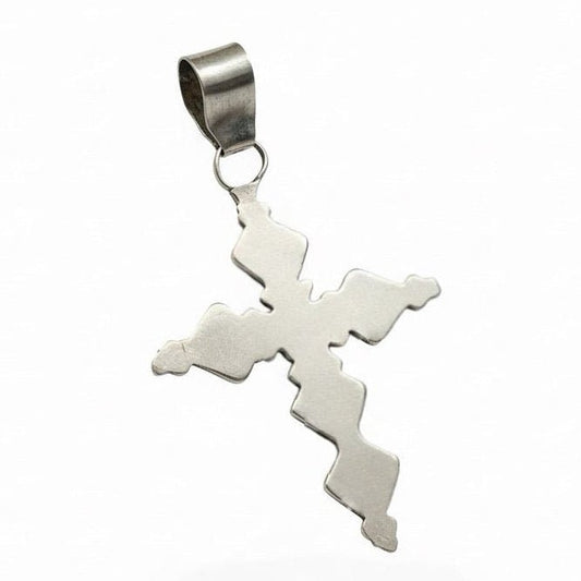 Sage Green Kingman Turquoise and Sterling Silver Cross Pendant, Native American - Turquoise Mustang