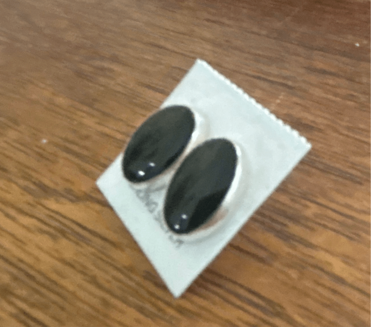 Earring, simple black onyx oval studs, unknown - Turquoise Mustang