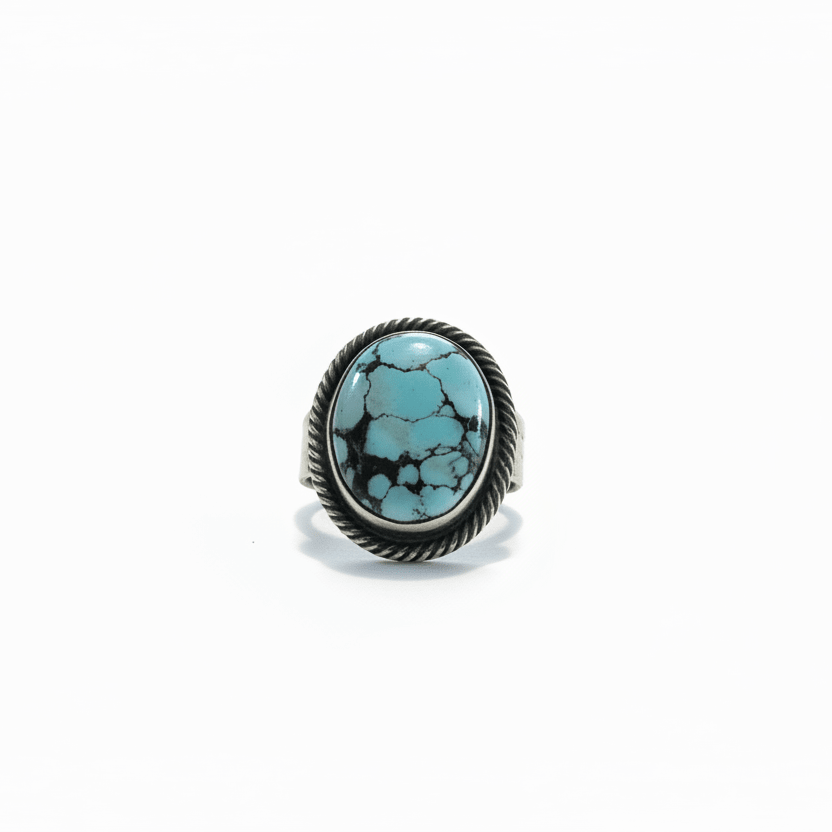 Golden Hills Freeform Ring, Adjustable by Benny Ramone - Turquoise Mustang