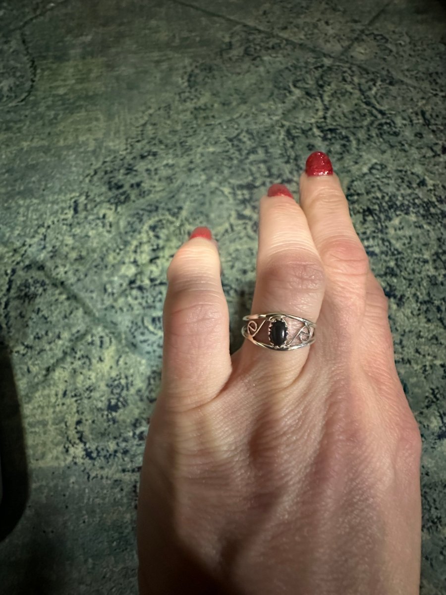 Assorted Petite Turquoise or Black Onyx Rings - Turquoise Mustang