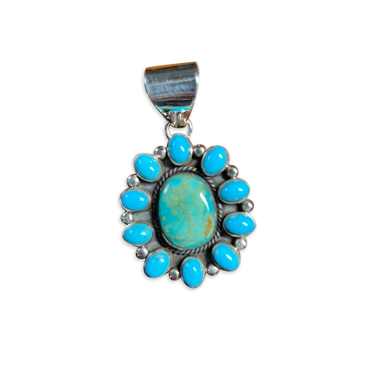 The Shasta Daisy Cluster Pendant - Turquoise Mustang