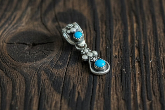 Pendant, Small Turquoise or Coral, with Stone on Bale - Turquoise Mustang