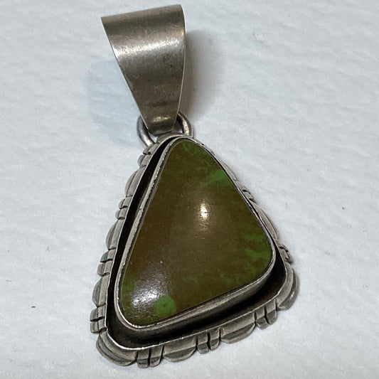 Gaspeite Pendant with Filework Bezel, by Dan Dodson - Turquoise Mustang