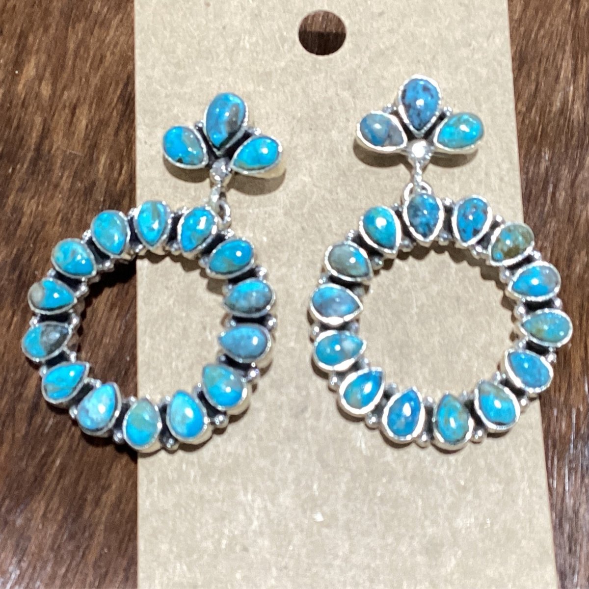 Flowers & Donuts Kingman Earrings - Turquoise Mustang