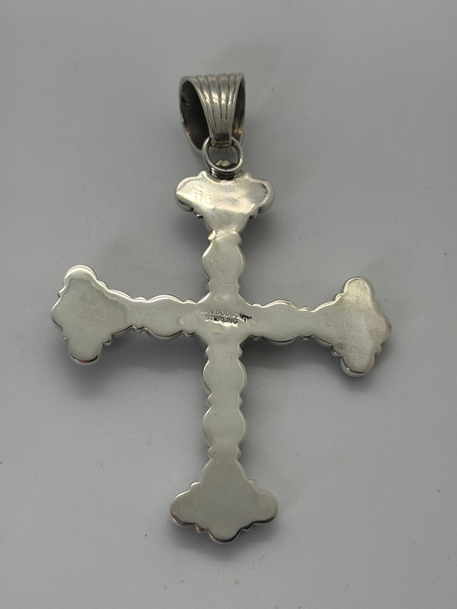 21 - Stone Black Onyx Cluster Cross Pendant in Sterling Silver, Dan Dodson - Turquoise Mustang