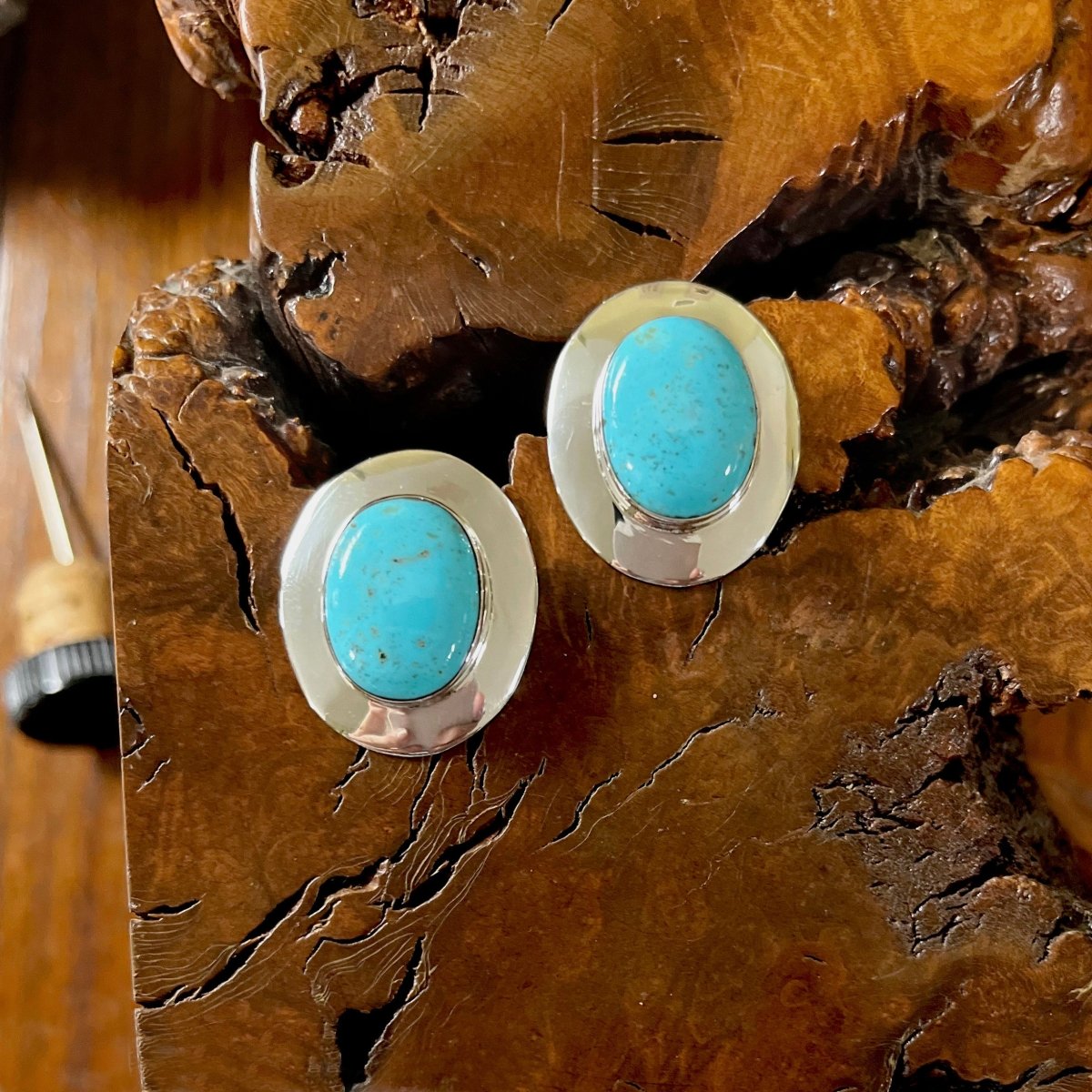 The Moonflower Stud Earrings - Turquoise Mustang