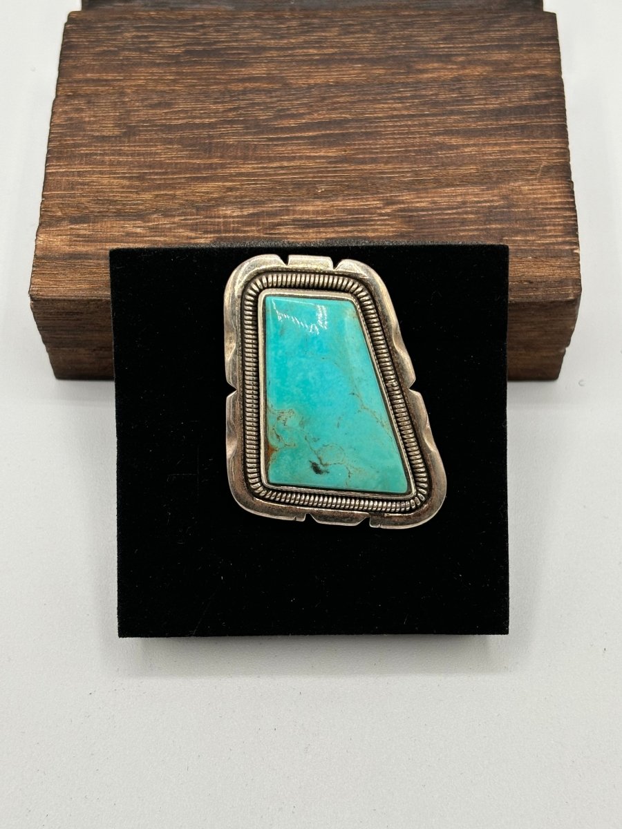 The Denver Rhombus Adjustable Ring - Turquoise Mustang