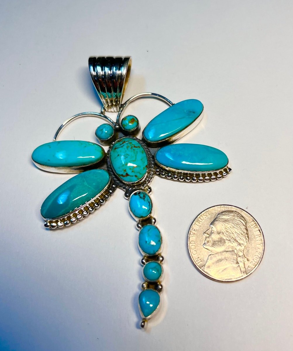 The Snapdragon Dragonfly Pendant - Turquoise Mustang