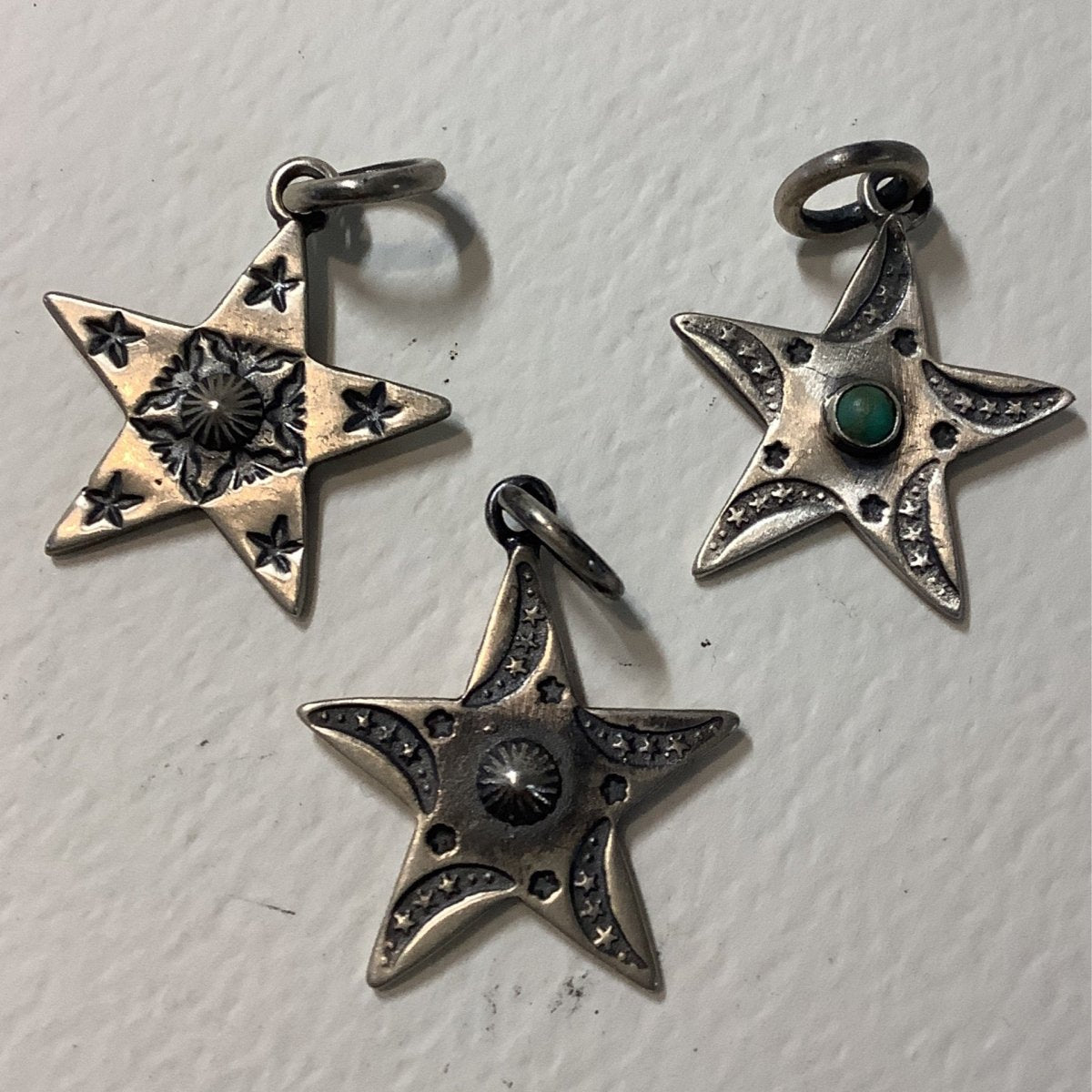 Pendant, Charm, Variety of All Silver Stars, DD - Turquoise Mustang